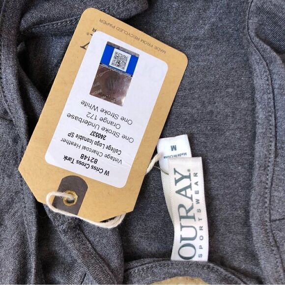 Virginia College Logo Tank Top Charcoal Heather Gray Criss Cross Back Medium - Picture 2 of 12